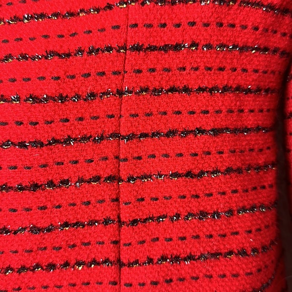 Vintage PSI Red Button Front Woven Metallic Wool Blend Jacket - Picture 3 of 8